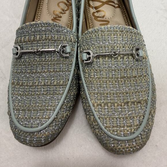 Sam Edelman Loraine Bit Blue Faux Tweed Comfort Loafers Shoe Size 1 Girl - Picture 4 of 12